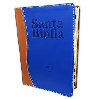 Biblia Letra Grande RVR 1960, Simil Piel Marron-Azul Con Indice