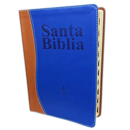 Biblia Letra Grande RVR 1960, Simil Piel Marron-Azul Con Indice