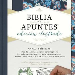 Biblia De Apuntes Ilustrada RVR 1960, Tela Rosa / Azul