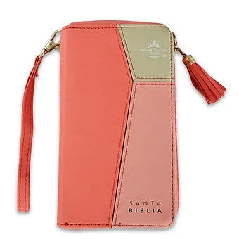Biblia Tamano Chequera RV1960, Imitacion Piel Coral-Beige con Indice