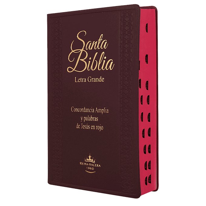 Biblia Letra Grande Tamaño Manual RVR 1960, Tapa De Vinil Vino