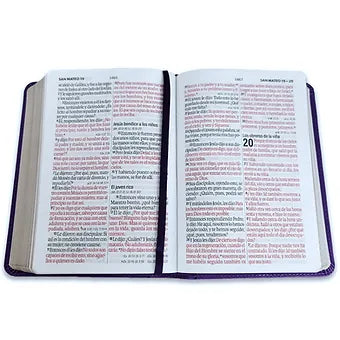 Biblia Portatil 12 puntos RV1960, Imitacion Piel Lila Cuadrado