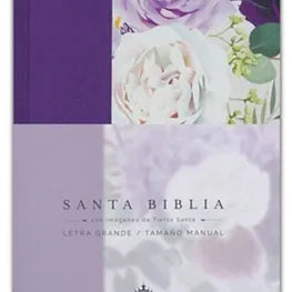Letra grande Tamano Manual, Tapa Dura Morada Con Flores,