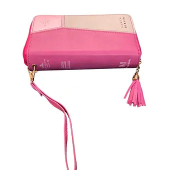Biblia Tamano Chequera, Cierre RVR 1960 | Imitacion Piel Rosa-Fuscia-Gris, Indx