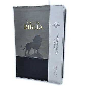Biblia Letra Supergigante 19 Puntos,Cierre RVR 1960, | Imitacion Piel Leon Negro