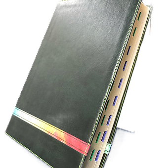 Biblia de estudio Arco Iris, RVR 1960, Símil piel verde profundo con índice