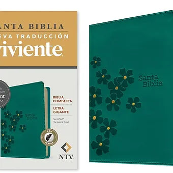 Biblia compacta NTV, Letra Gigante con Filament   SentiPiel, Turquesa Floral, Ín