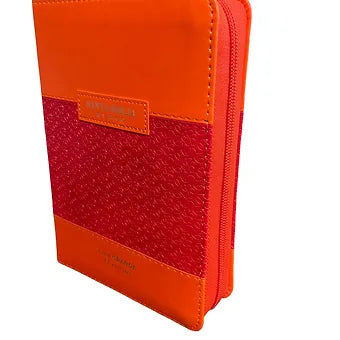 Biblia Tamano Compacta RVR60, 11 Pts, Cierre, Indice, Piel Fuscia-Naranja