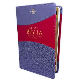 Biblia Letra Grande 12 puntos RV1960, Imitacion Lila floral y fucsia, Indice