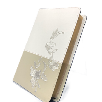 Biblia Recuerdo de Boda, RVR 1960, Símil Piel Blanco/Lino/Encaje