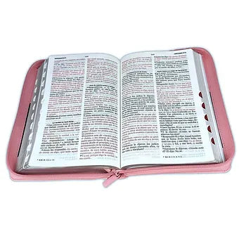 Biblia para Mujer, Cierre Letra Grande 12 pts. RVR1960, Imit Piel Rosa Floral