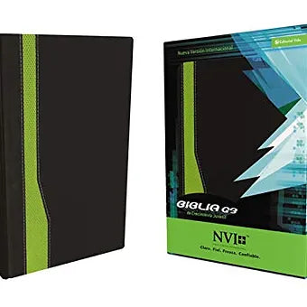 Biblia G3 De Crecimiento Juvenil NVI, Piel Italiana Negro / Verde
