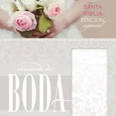 Biblia Recuerdo de Boda RVR 1960, Símil Piel Blanco Floral
