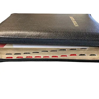 Biblia Letra Grande Tamaño Manual, 12 Pts. Cierre | Piel Fabricada Negro Index