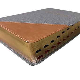 Biblia Letra Gigante Tamaño Manual 14 Puntos RVR 1960 | Simil Piel Gris-Cafe Con