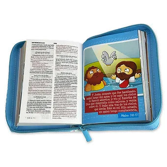 Biblia Mi Gran Viaje de Bolsillo con Cierre RV1960,  Imitacion Piel Celeste