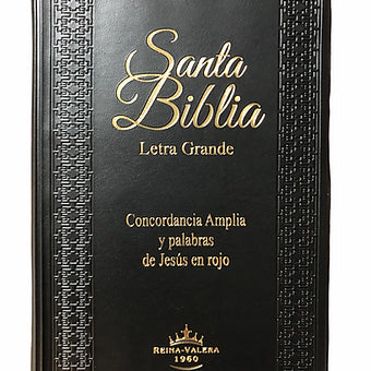 Biblia Letra Grande Tamaño Manual RVR 1960, Tapa De Vinil Negro Con Índice