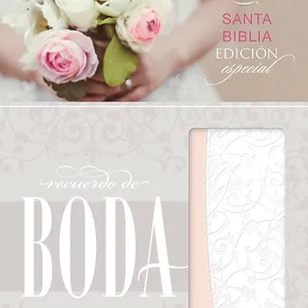Biblia Recuerdo de Boda RVR 1960, Símil Piel Filigrana Blanco/Rosa