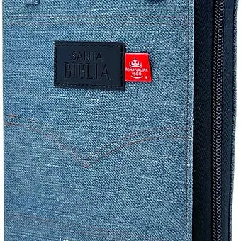 Biblia Compacta Letra Grande 11 Pts, Zipper, Index,  Jean Cinturon Negro