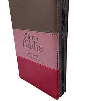 Biblia Letra Grande Tamano Manual, Indice y Cierre, Marron-Lila-Gris
