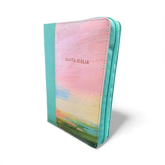Biblia compacta letra grande 11 Puntos, Simil Piel Multicolor con indice y cierr