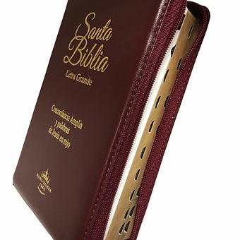 Biblia Letra Grande Tamaño Manual RVR 1960, Acolchonada Vino, Con Índice y Zíper