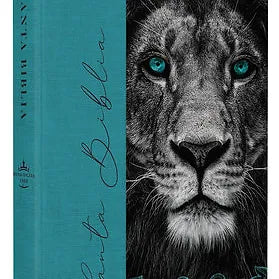 Biblia RVR 1960 letra grande, tamaño manual, tapa dura de tela León aguamarina