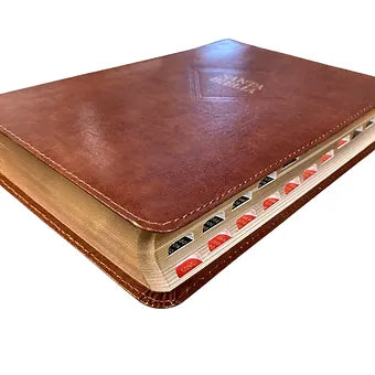 Biblia Letra Grande Tamaño Manual,RVR60 Piel Fabricada Cafe Con Indice