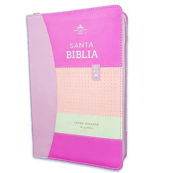 Biblia Letra Gigante Manual 14 puntos RV1960, Imitacion Piel Tricolor Lila con Indice y Cierre