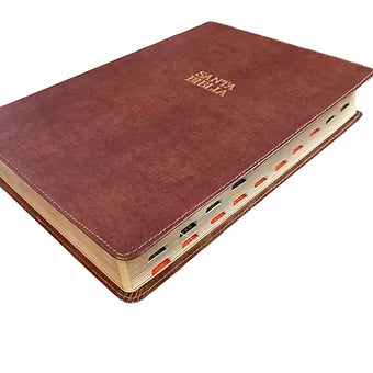 Biblia RVR60 Letra Supergigante, Piel Fabricada Marron Con Indice