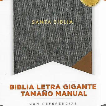 Biblia Letra Gigante Tamaño Manual 14 Puntos RVR 1960 | Simil Piel Gris-Cafe Con