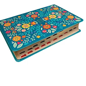 Biblia RVR60 Letra Grande Tamaño Manual, Símil Piel Floreada Con Indice