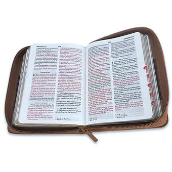 Biblia de Bolsillo con Cierre 8 Puntos RV1960, Imitacion Piel Cafe Clasico con I