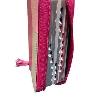Biblia Tamano Chequera, Cierre RVR 1960 | Imitacion Piel Rosa-Fuscia-Gris, Indx