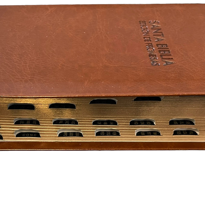 Biblia de promesas compacta RVR 1960, Piel Fabricada Cafe con indice