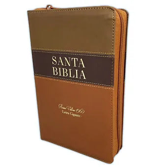 Biblia Letra Gigante Manual 14 puntos con Cierre RVR1960 Tricolor Marron