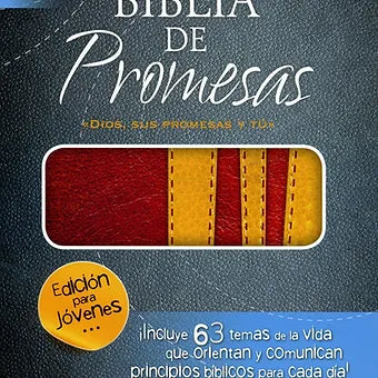 Biblia De Promesas Edicion Jovenes RVR 1960, Piel Especial Marron-Amarillo