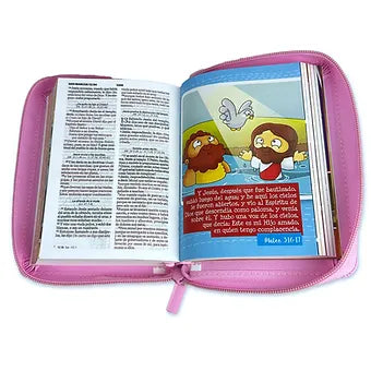 Biblia Mi Gran Viaje de Bolsillo con Cierre RV1960, Imitacion Piel Rosada