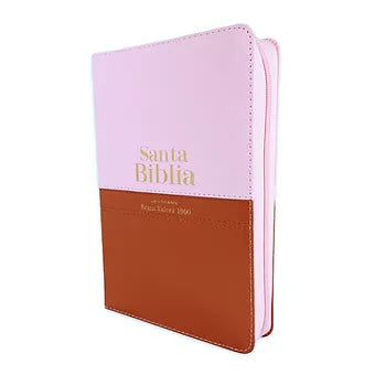 Biblia Letra Gigante Tamano Manual 14 Pts. RVR60, Simil Piel Rosa-Marron Indice