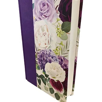 Letra grande Tamano Manual, Tapa Dura Morada Con Flores,