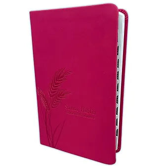 Biblia de Pomesas RVR60  Tamano Manual Letra Grande |  Piel Especial Fucsia Indx