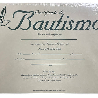 Certificado de bautismo Paquete de 6