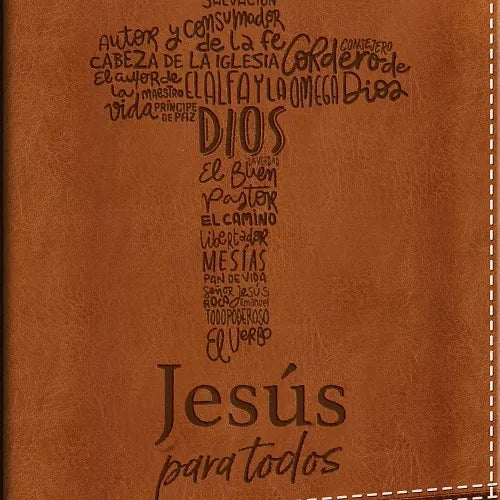 Biblia de Promesas RVR60, Jesus para todos, Letra Grde, T/M, Piel  Cafe, Indice