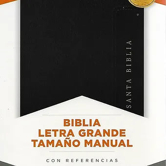 Biblia Letra Grande Tamaño Manual 12 Puntos, Cierre | Simil Piel Negro Con Indic