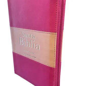 Biblia Letra Grande Tamano Manual, Cierre, Indice, Tricolor Fuscia