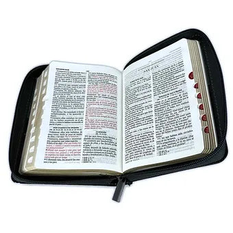 Biblia Leon de Bolsillo con Cierre 8 Puntos RV1960, Imitacion Gris-Negro con índ