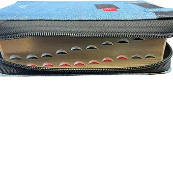 Biblia Compacta Letra Grande 11 Pts, Zipper, Index,  Jean Cinturon Negro