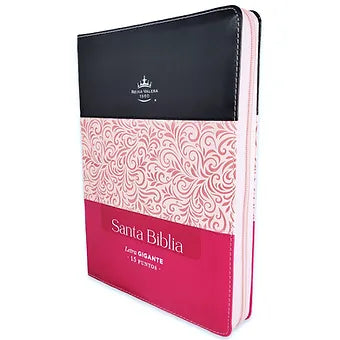 Biblia Letra Gigante 15 puntos RV1960, Imitacion Piel Tricolor Negro/Rosa/Fucsia