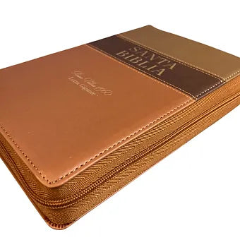 Biblia Letra Gigante Manual 14 puntos con Cierre RVR1960 Tricolor Marron