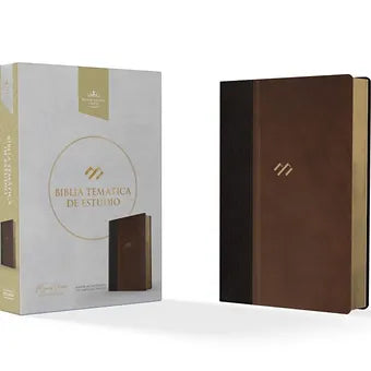 Biblia Tematica de estudio, RVR60 Piel Fabricada Marron oscuro-Marron